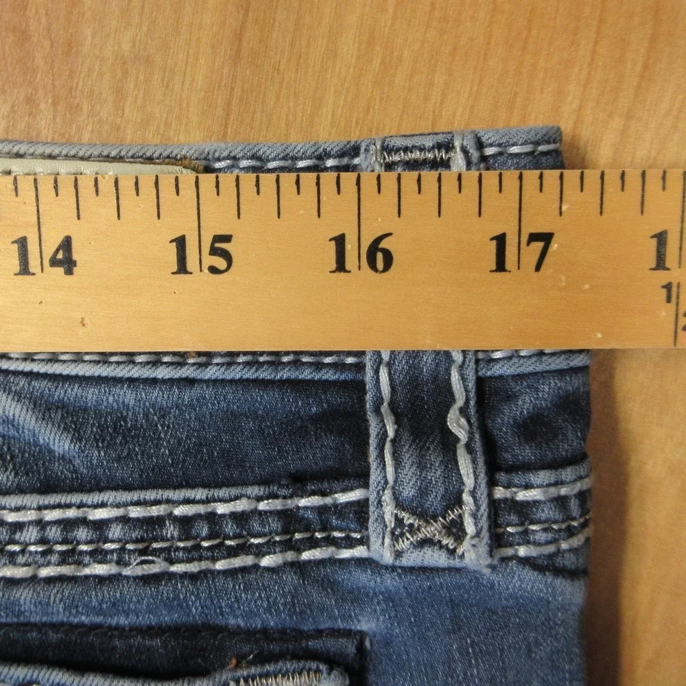 ROCK REVIVAL‎ Nancy Bootcut Jeans Womens 30 Blue Denim Fleur-de-lis Rhinestone
